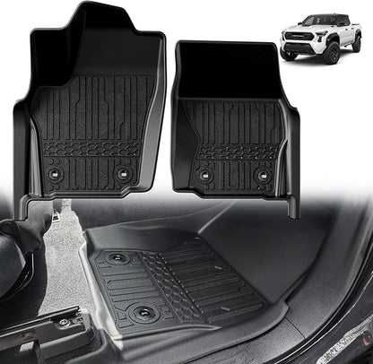 TripleAliners for Tacoma 2024 2025 | Floor Mats First Row ONLY | for Double Cab & Access Cab All Weather Liners Compatible with 2024+ Toyota Tacoma Accessories (Fit Auto Trans), 2PC