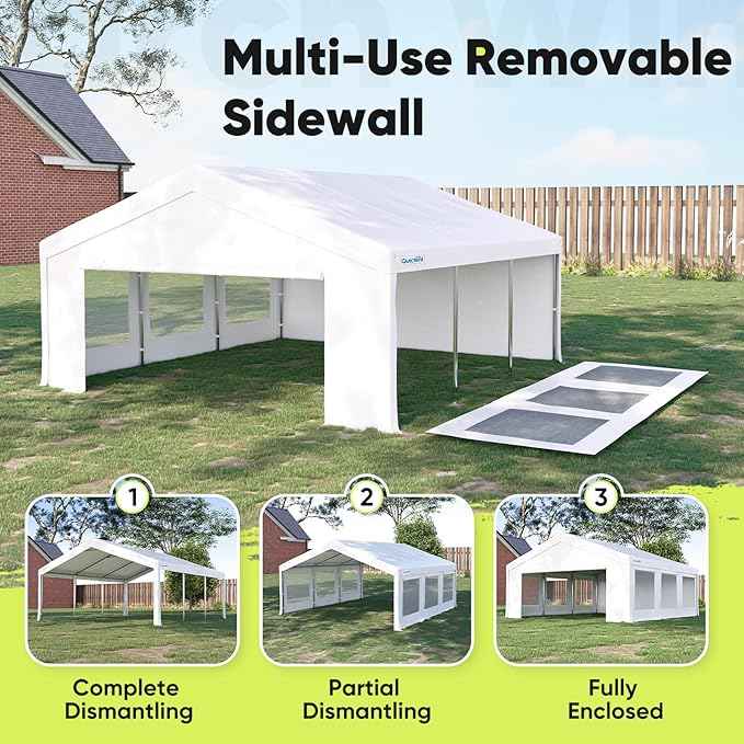 Quictent 20x20ft Party Tent Heavy Duty Outdoor Canopy Tent Carport Wedding Event Shelter BBQ Wedding Tents for Parties with Storage Bags(Mesh)