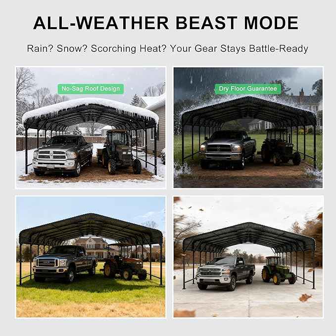 20x40 FT Heavy-Duty Metal Carport, Outdoor Galvanized Steel Shelter for Pickup Trucks, Motorcycles, Boats, Cars & Tractors