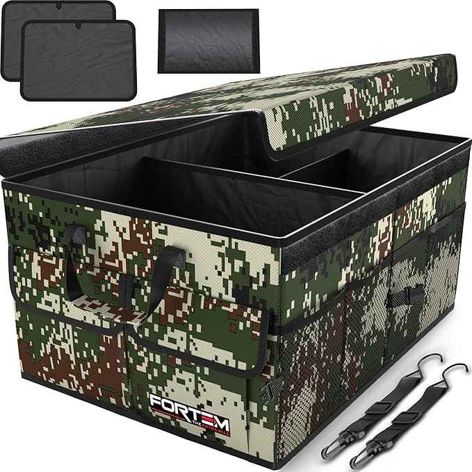 FORTEM Trunk Organizer For SUV Car Trunk Organizer, Foldable Storage, Car Accessories for Women Men, Collapsible Bag, Perfect Christmas Gifts, 600D Oxford, Non Slip Bottom, Straps, Soft Cover (50L)
