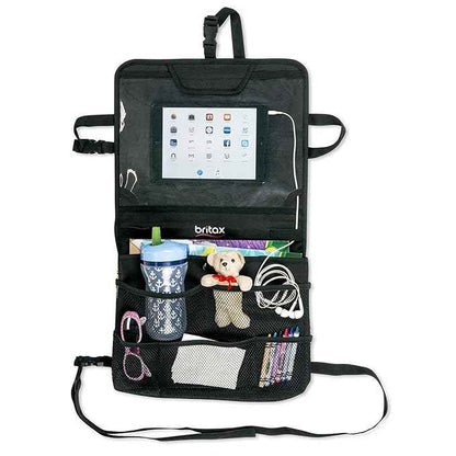 Britax View-N-Go Backseat Car Organizer with Tablet Holder | Crash Tested + Waterproof Backing + Extra Storage Pockets