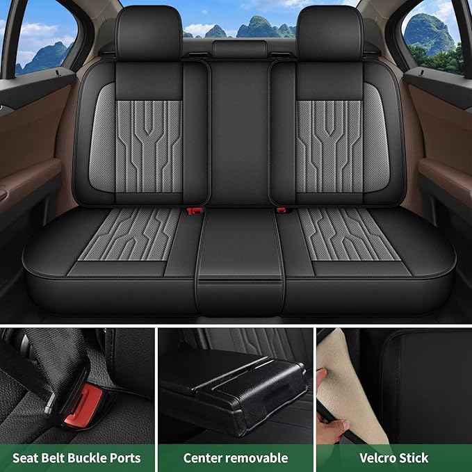 YORKENIC Fit for GMC Terrain Seat Covers Front Set 2010-2025 2026: Breathable Leather Car Seat Covers Compatible Airbag (2 Front Set, Black & Grey)