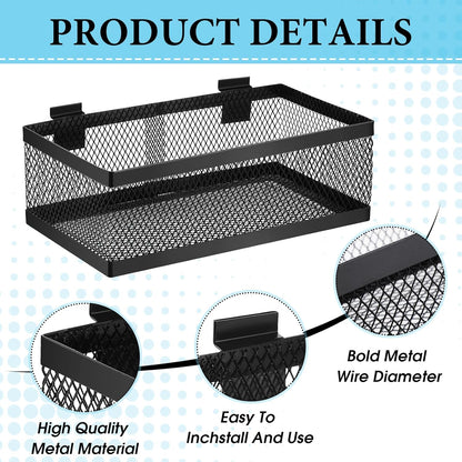 Coume 4 Pcs Black Slatwall Baskets 4 Size Metal Mesh Wire Basket for Slatwall Panels Ventilated Wall Mounted Hanging Accessories for Home Garage Retail Store Display Organizing(13.5 x 7.5 x 4.5 Inch)