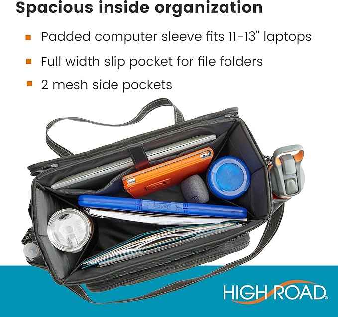 High Road Car Office Organizer - Front Seat Organizer with Desk Supplies Compartment, Laptop Sleeve, 2 Bottle Holders, Storage Cover and Padded Shoulder Strap for Cars, Trucks and Patrol Vehicles