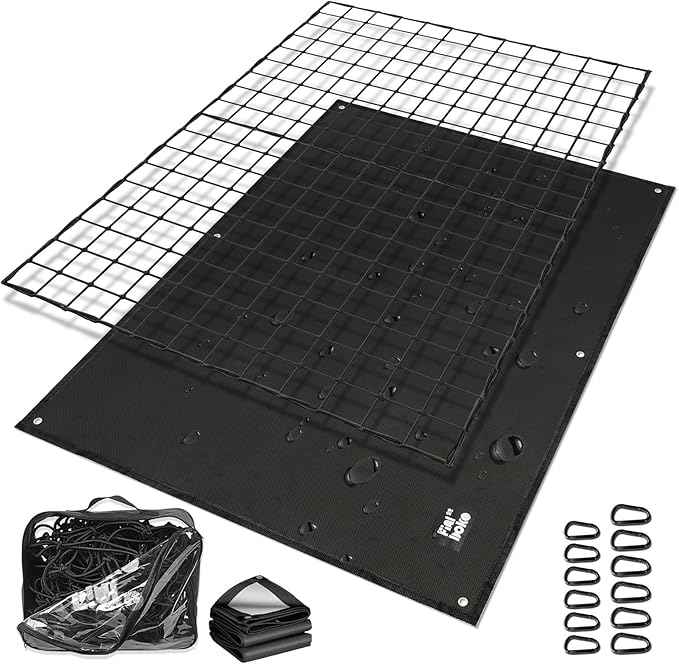 Cargo Net for Pickup Truck Bed,4' x 6' Stretches to 8' x 12' - Small Mesh Bungee Net Cargo Netting with Portable Truck Bed Tarp,Cargo Net Suitable for Daily and Rainy Day Loading of Trucks