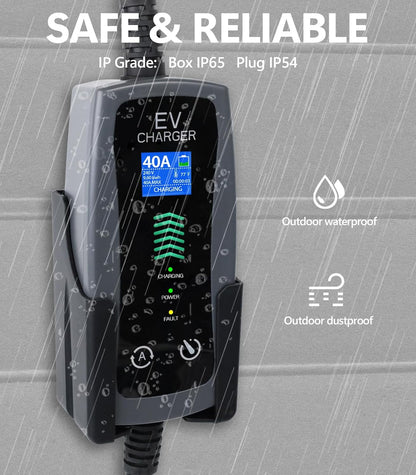 Level 2 Portable EV Charger, 16-40 Amp, 240V, 25ft Cable, Faster Charging Station, Compatible with All EV Cars, NEMA 14-50P