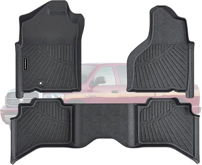 TPE Floor Mats for 2002-2008 Ram 1500 Crew Cab (Quad Cab) | for 2003-2009 Ram 2500/3500 Crew Cab All Weather Car Floor Liners Fit 2002-2008 Dodge 1500 Accessories Black