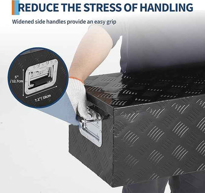 Garvee 30 Inch Aluminum Truck Bed Tool Box - Heavy Duty Diamond Plate Tool Chest with Lock and Keys | Storage Organizer for Pickup Trucks, RV, Trailers | Side Handles, 30 x 13 x 9.6 Inches, Black