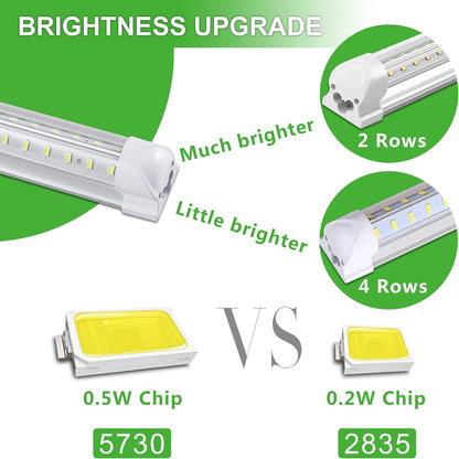 4Pack 4FT LED Shop Light Garage Lights,50W 6000K 7500LM White Light,Hanging/Surface Mount,Plug and Play,Linkable T8 LED Shop Lights,Commercial Bay Lighting for Warehouse Workshop Basement