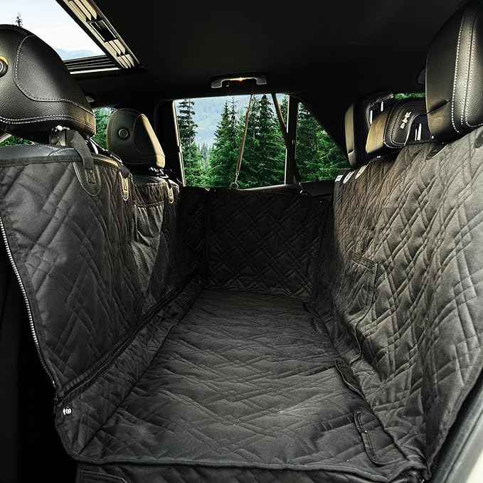 Bulldogology Hard Bottom Dog Seat Cover for Back Seat - Waterproof Backseat Extender for Dogs - Heavy-Duty Pet Hammock & Rear Protector for SUV Car Trucks - Non-Slip Dog Hammock with Platform