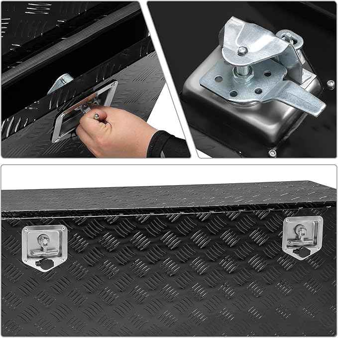 DNA MOTORING Truck Tool Box Lockable Storage Box, Truck Bed Tool Box Truck Bed Organizer Aluminum Truck Tool Boxes for Bed of Truck, w/Lock & Keys, 47"x18"x18", Black, TBOX-T5-015-BK