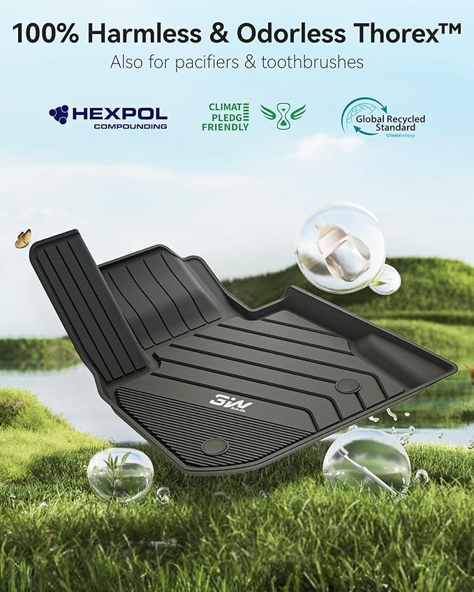 3W 2018-2024 BMW X3 Floor Mats & 2019-2025 X4 Floor Liner, All Weather TPE Custom Fit Accessories for X3 G01 X4 G02 30i M40i 30e M BMW X4 M M40i xDrive30i Full Set Car Mats, 5PCS