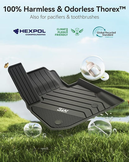 3W 2018-2024 BMW X3 Floor Mats & 2019-2025 X4 Floor Liner, All Weather TPE Custom Fit Accessories for X3 G01 X4 G02 30i M40i 30e M BMW X4 M M40i xDrive30i Full Set Car Mats, 5PCS