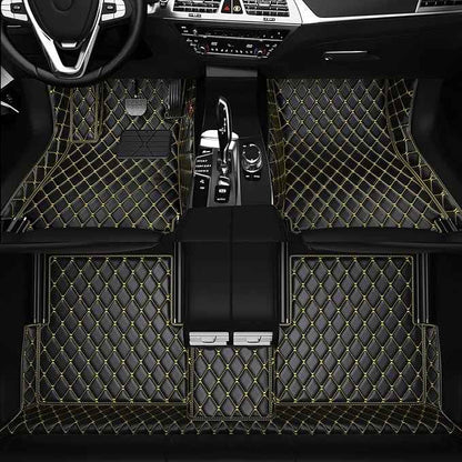 Customized Personalized car Floor MATS Luxury Full-Body car Floor mats are Suitable for 99% of Vehicle Models (Pickup Trucks/SUVs/sedans) and Offer Personalized Text Customization (Black Yellow)