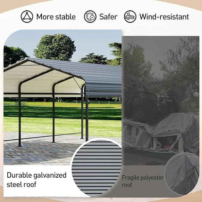 COSIEST 10'x20' Carport with Galvanized Steel Roof, Heavy Duty Metal Carport Canopy, Outdoor Garage Car Shelter Shade for Car, Boats and Truck
