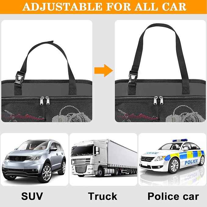 MENZOKE Car Front Seat Organizer, Patrol Bag Law Enforcement, Hanging Passenger Seat Car Organizer with 17 Inch Laptop Storage, Adjustable Strap Backseat Organizers for Truck Office, Police, Black