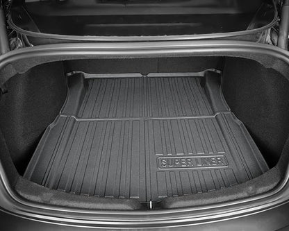 SUPER LINER Tesla Model 3 Floor Mats 2025 2026 2024 | Custom Fit All-Weather 8-Piece Set TPE Material | Tesla Model 3 Highland Floor Mats&Seatback Mats&Cargo Liner, Trunk&Interior Accessories