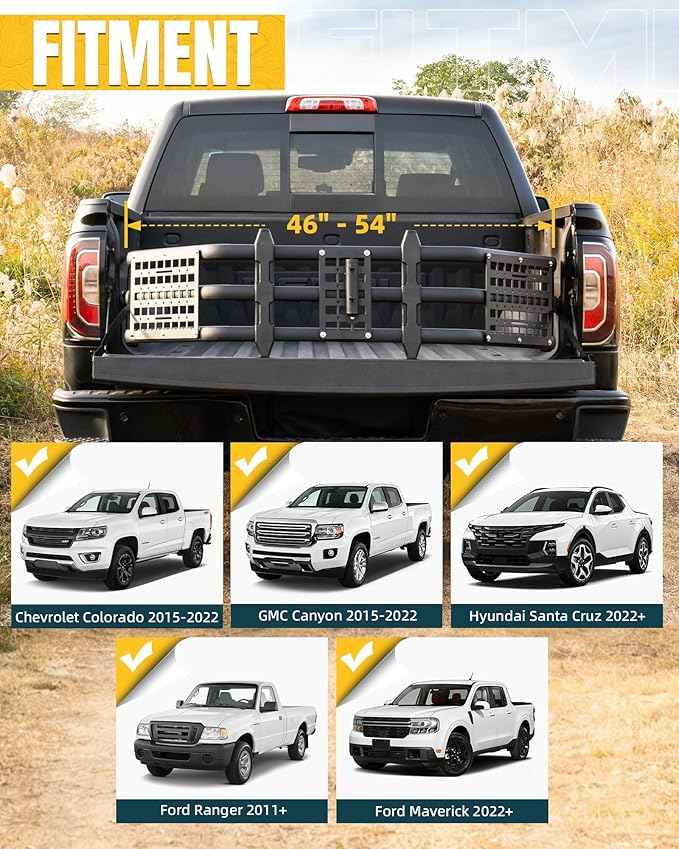 Truck Bed Extender Fit for 2015-2022 Chevrolet Colorado & GMC Canyon, 2022-2026 Hyundai Santa Cruz & Ford Maverick, 2011-2026 Ford Ranger, Upgraded Tailgate Extender with MOLLE Panel