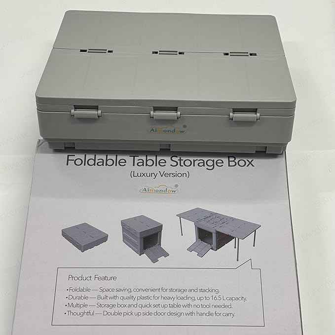 Folding Storage Box with Table, 3 in 1 Camping Collapsible Bins with Parking Warning Sign, Multifunctional Foldable Container, Outdoor Storage Bin for Picnic, Home, Office, Car