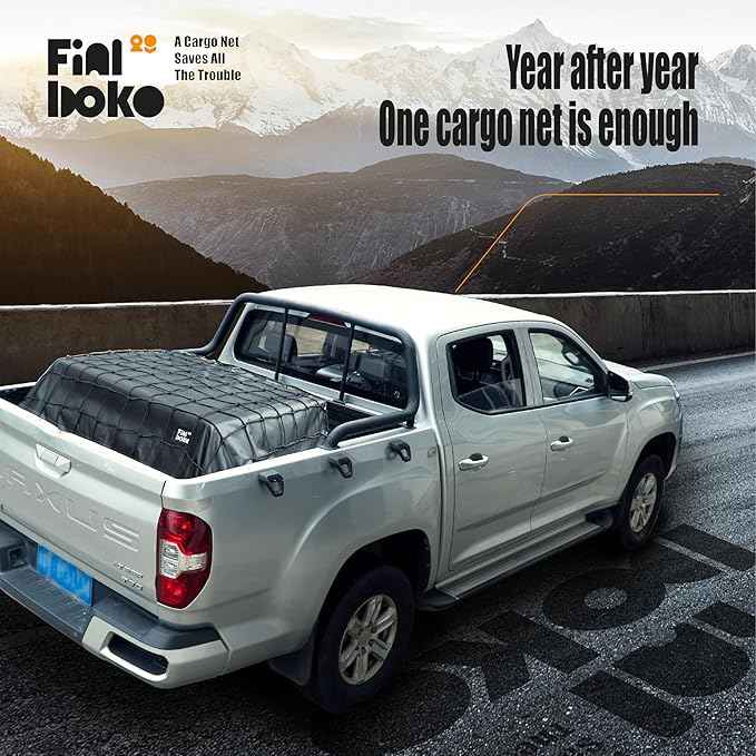 Cargo Net for Pickup Truck Bed,4' x 6' Stretches to 8' x 12' - Small Mesh Bungee Net Cargo Netting with Portable Truck Bed Tarp,Cargo Net Suitable for Daily and Rainy Day Loading of Trucks