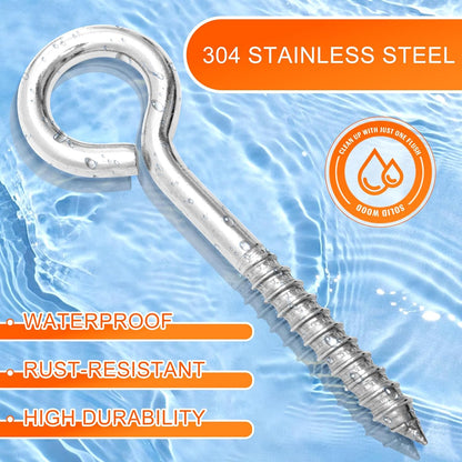 4Pcs Self Tapping Eyelet Screw Eye Bolt，6 Inch Heavy Duty Screw Eyes Hooks ，M10 Wooden Large Screw Eye Hook，Load Capacity 800 Lbs for Hammock ，Yoga，Heavy Indoor Outdoor Uses (4, M10-6 INCH)