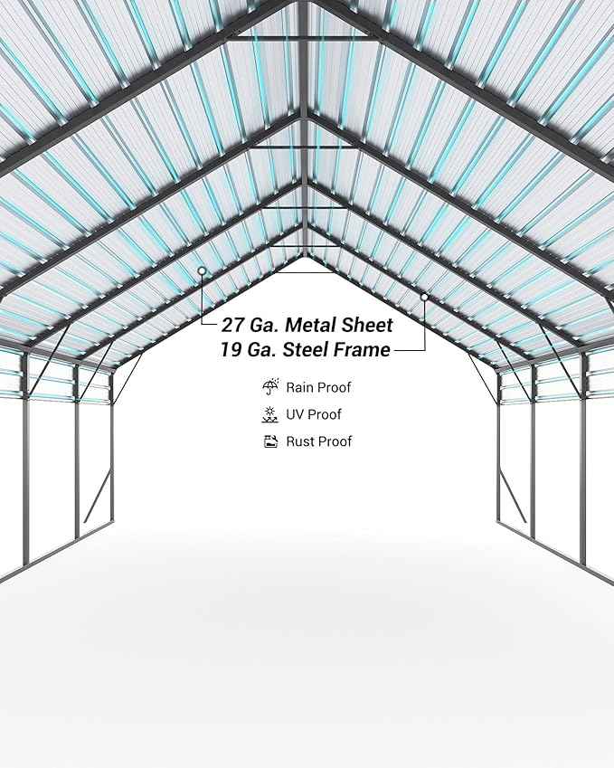 GarveeLife 20'x25'x13' Metal Carport for 2 Cars, Heavy Duty Car Ports with Reinforced Frame, Tall Metal Car Ports for Bass Boats, Full-Sized Pickup Trucks, and Tractors
