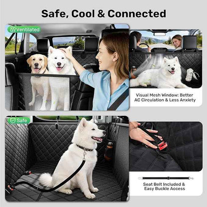 Zanch Heavy-Duty Dog Car Seat Cover, Flat Solid Back Seat Extender for Multi Large Dogs, Hard-Base Supports 450 lb, Waterproof Scratchproof Hammock Protector, Standard for Cars, SUV, Trucks, Black
