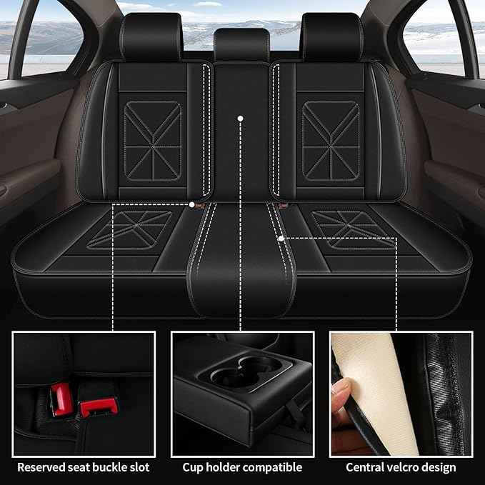 Car Seat Covers Full Set Fit for Chevy Equinox 2011-2024 2025 2026: 5 Seat Auto Interior Accessories, Waterproof Faux Leather Vehical Car Seat Cushions Cover Black
