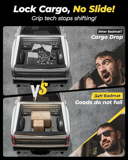 3W Truck Bed Mat Fit 2019-2024 2025 2026 Chevy Silverado 1500 & GMC Sierra 1500 6.6FT Standard Bed (Not Fit 5.5'/5.8'/6.8'/8.2' Bed) All Weather TPE Custom Fit Heavy Duty Pickup Accessories Trunk Mat