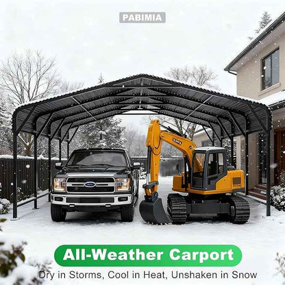 20x20 FT Heavy-Duty Metal Carport, Outdoor Galvanized Steel Shelter for Pickup Trucks, Motorcycles, Boats, Cars & Tractors