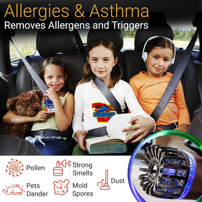 Car Air Purifier Ionizer - 12V Plug-in Ionic Anti-Microbial Car Deodorizer with Dual USB Charger - Smoke Smell, Pet and Food Odors, Allergens, Viruses Eliminator for Car (Matte Copper)