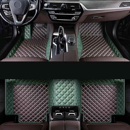 Car Floor Mat Fit 99% Sedans Sports Cars Luxury Custom Car Mats for SUV Women Leather Automotive Floor Mats All Weather Car Mats Diamond Floor Mats for Trucks (3D Luxury Green + Dark Brown)