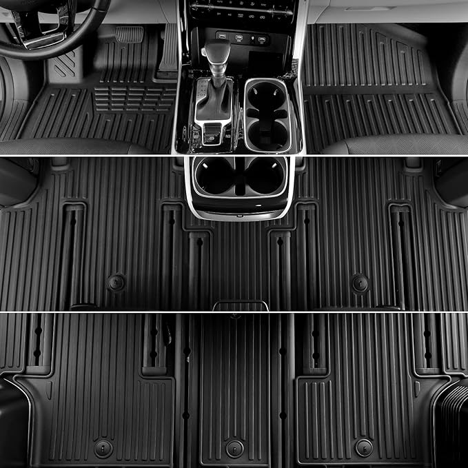 Floor Mats for Kia Carnival 2022-2026 Gas, Full Coverage All Weather Floor Mat Trunk Cargo Liner with Backrest Protectors & Door Sill Guards Accessories, Full Coverage Set (Fit 8 Sests)