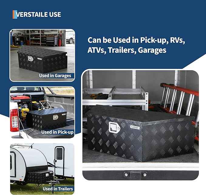 Garvee Heavy Duty Trailer Tongue Box with Lock & Keys, 39" x 16" x 12" Steel Tool Chest Storage Organizer for Utility Trailer, Pickup Truck Bed, RV, SUV and Off-Road Vehicle, Black