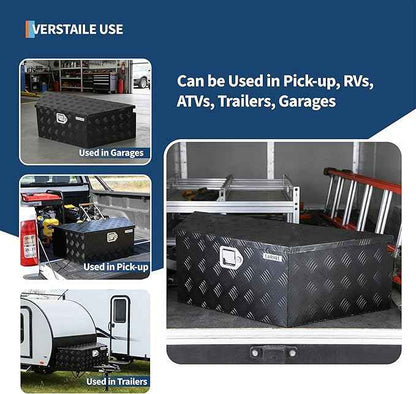 Garvee Heavy Duty Trailer Tongue Box with Lock & Keys, 39" x 16" x 12" Steel Tool Chest Storage Organizer for Utility Trailer, Pickup Truck Bed, RV, SUV and Off-Road Vehicle, Black