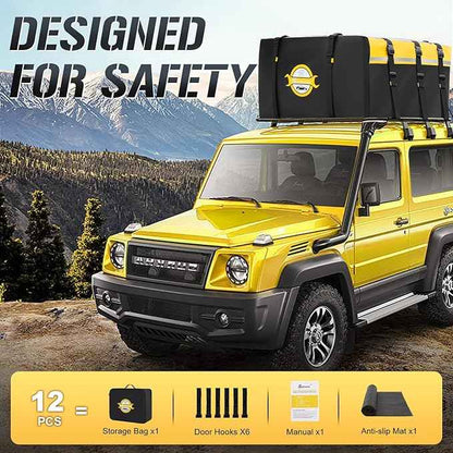 Sailnovo Rooftop Cargo Carrier 20 Cubic, Waterproof Car Roof Bag Soft-Shell Carriers Top Luggage Storage with Slip Mat, 6 Door Hooks & Heavy-Duty PVC for All Vehicle Roof with/Without Rack Cross Bar