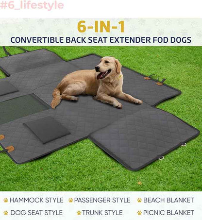 Katziela Back Seat Extender for Dogs-Large Space, Dog Car Seat Cover Hard Bottom Covered with 2 Foams Sturdy Backseat Extender for Dogs, Waterproof Dog Hammock for Car, SUV, Truck Car Bed 425Lbs
