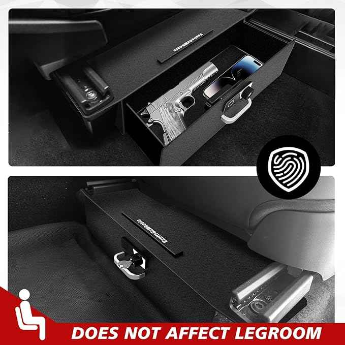 VaultsOnWheels for 2025 2024 Tesla Cybertruck Front Seat Safe Vault Gun Safe Box Driver/Passenger Side Drawer LockBox Anti-Theft Biometric Fingerprint Lock