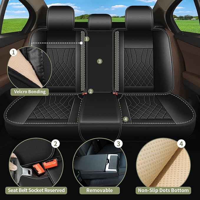 Full Set Car Seat Covers for Lexus GS 200t/350/450h 2007-2025 2026: Breathable Perforated Leather Seat Cover (Black)