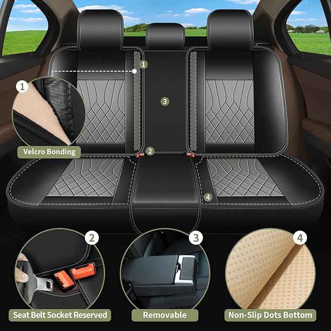 Full Set Car Seat Covers for Lexus GS 200t/350/450h 2007-2025 2026: Breathable Perforated Leather Seat Cover (Black&Grey)