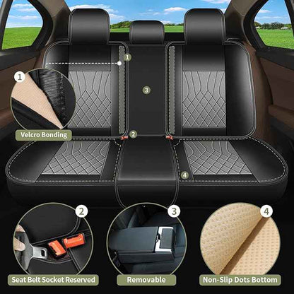 Full Set Car Seat Covers for Lexus GS 200t/350/450h 2007-2025 2026: Breathable Perforated Leather Seat Cover (Black&Grey)