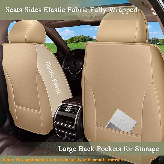 Breathable Car Seat Covers for Chevrolet Colorado Chevy 2015-2023 2024 2025 2026, Front Seats, Perforated Leather, Seat Protector, Interior Trim for Chevy Colorado Accessories (Beige&Brown)