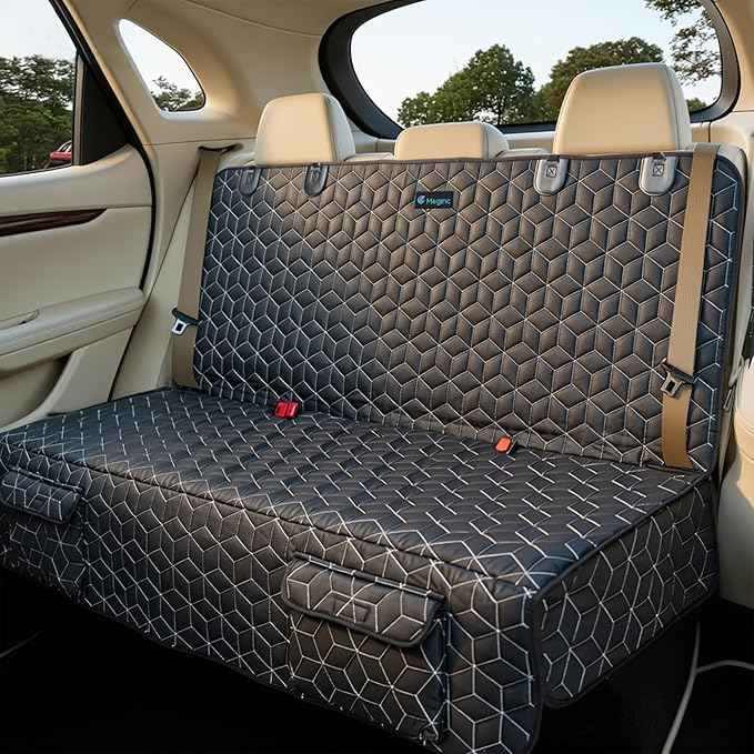 Back Seat Dog Car Seat Cover, Waterproof Car Seat Protector for Cars SUVs Trucks, Heavy Duty Non-Slip Split Bench, Dog & Kid Proof, Easy Clean, (54" W)