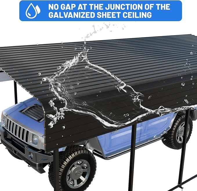 12x20FT Heavy Duty Metal Carport with Canopy, Galvanized Steel Frame & Roof with Reinforced Base, All-Weather Protection for Vehicles, Boats and Outdoor Storage