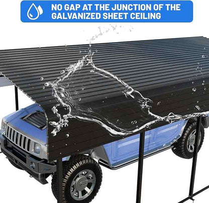 12x20FT Heavy Duty Metal Carport with Canopy, Galvanized Steel Frame & Roof with Reinforced Base, All-Weather Protection for Vehicles, Boats and Outdoor Storage