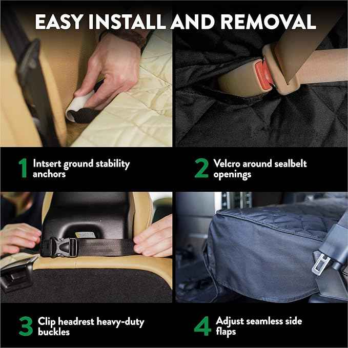 Plush Paws Products Premium Rear Car Seat Protector w/Hammock | Washable & Waterproof Back Seat Dog Cover for Car, Truck, & SUV | Nonslip, Tear Resistant Pet Seat Cover | Regular Grey