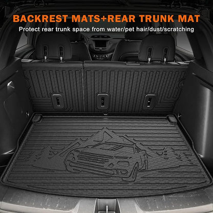 KUST Floor Mats Set for 2021-2026 Chevy Trailblazer AWD, All Weather Floor Liners & Backrest Mats & Rear Trunk Mat for Trailblazer Accessories TPE Rubber Raised Edge (Cargo in Upper Deck Position)