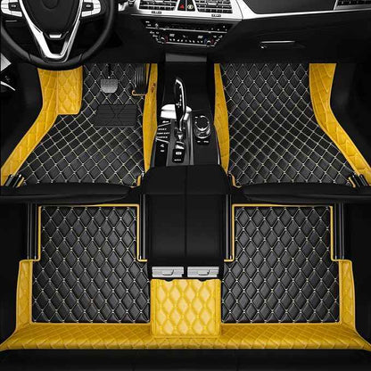 Customized Personalized car Floor MATS Luxury Full-Body car Floor mats are Suitable for 99% of Vehicle Models (Pickup Trucks/SUVs/sedans) and Offer Personalized Text Customization (Yellow-Black)