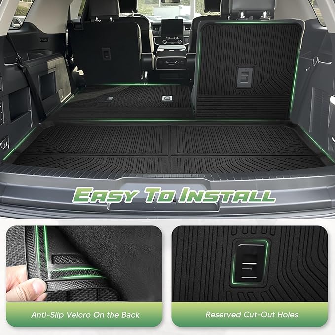 Cartist Floor Mats and Cargo Liner Fit for Ford Expedition MAX (8 Seats-2 Row Bench Seat) 2018-2024 All Weather Floor Mat Expedition Accessories Heavy Duty Carpet Protection (Only Fit MAX)