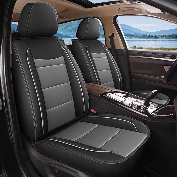 YORKNEIC Full Set Seat Covers Fit for Ford Explorer 2004-2025 2026: Faux Leather Car Seat Covers - Waterproof Car Seat Protector(Black & Grey)
